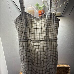 Abercrombie & Fitch Black and Cream Plaid Mini Dress